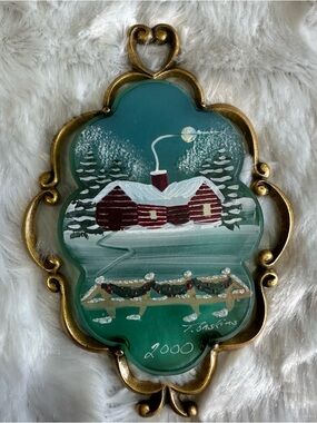 Fenton 95th Anniversary Vermont Sky Hand Painted Signed Ornament